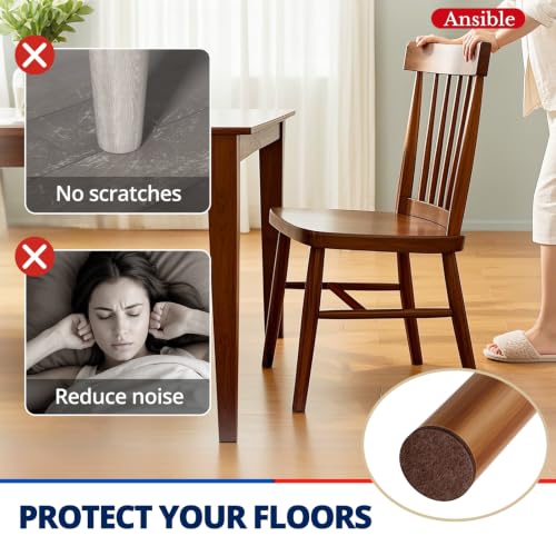 Ansible 60 PCS Felt Furniture Pads 1" for Hardwood Floors - size: 60 PCS 1" Brown, Round