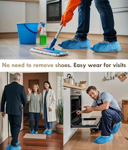 Shoe Covers Disposable Non-slip,Durable & Breathable Booties for Shoes Covers,Foot Covers for Shoes Disposable,Stretchable Fits Up to Size 13 US Men,X-Large 50 Count - size: Blue Set of 50(XL)
