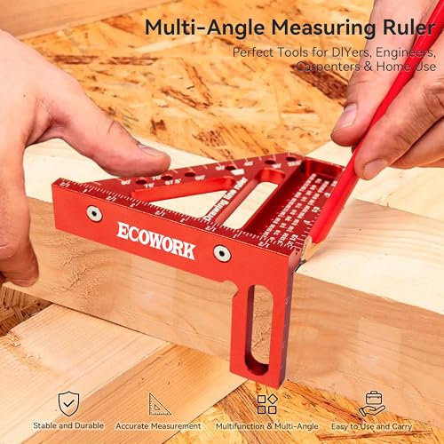 Mini 3D Multi-Angle Measuring Ruler 4.7"x3.54" for Woodworking DIY