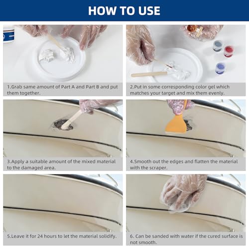 Fiberglass Boat Repair Kit (Color Match), Gel Coat Repair Kit for Boats