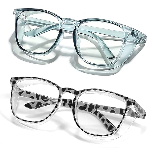 Safety Glasses Goggles for Women Girls Anti Fog Protective Eyewear Glasses - color: Blue+ New-tortoise