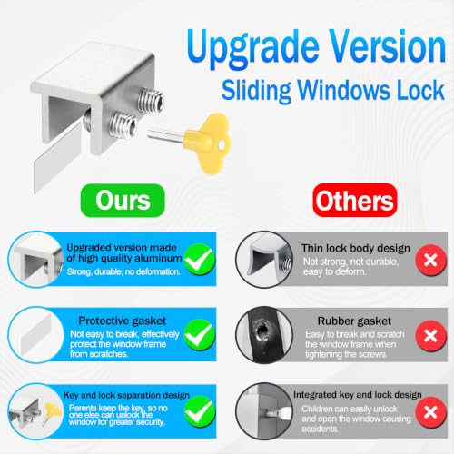 ZRFCXE Window Locks, Fits Horizontal & Vertical Sliding Windows (12 Pack) - color: Silver, size: 12 Pack