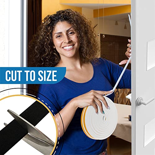 High Density Foam Weather Stripping Door Seal Strip Insulation Tape Roll for Insulating Door Frame, Window, Air Conditioner | Self Adhesive Sealing Weatherstrip (Black, 1 in x 1/4 in x 30 Ft) - color: Black, size: 1 In x 1/4 In x 30 Ft