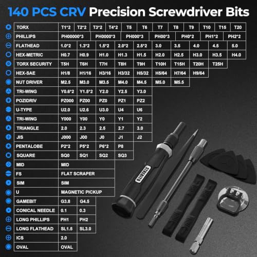 STREBITO 153 in 1 Precision Screwdriver Set, Mini Screwdriver Set with Case - color: Black