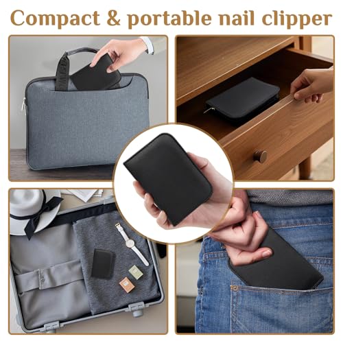 MINKINH Manicure Set Professional Nail Clipper Kit-26 Pieces for Men, Black | Stainless Steel Manicure Kit,Nail Care Tools with Luxurious Travel Case Nail Grooming Kit Gift for Husband Boyfriend Parent - color: Black