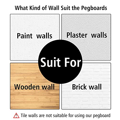4Pcs Peg Board, Pegboard Wall Organizer Panels, White Pegboard Wall Mount - size: White Peg Board- 4Pcs