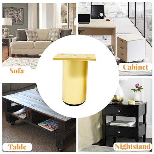 4-Pack Adjustable Aluminum Alloy Furniture Legs 2.36" Height Gold - color: Gold, size: 2.36 Inch