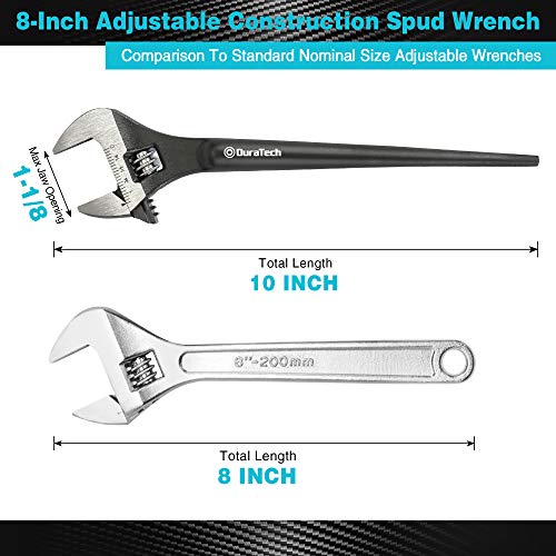 DURATECH 8-Inch Adjustable Construction Spud Wrench - size: 8-Inch