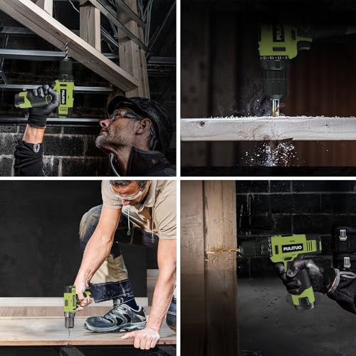 PULITUO 12V Green Cordless Drill Set Power Drill Kit with Battery and Charger,electric drill home improvement,3/8-Inch Keyless Chuck,Built-in LED,21+1 Torque Setting - style: 12v Drill (Green)