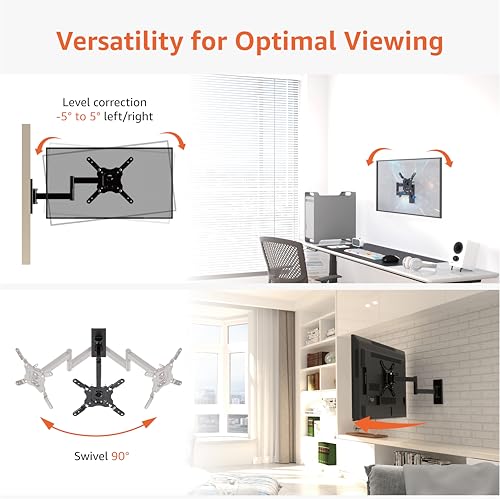 Amazon Basics Full Motion Articulating TV Wall Mount with Tilt Swivel, Extends 16 inches, VESA 200x200, for 12" to 40" TVs, 40 lbs, Black - size: 12" to 40", style: Full Motion Articulating