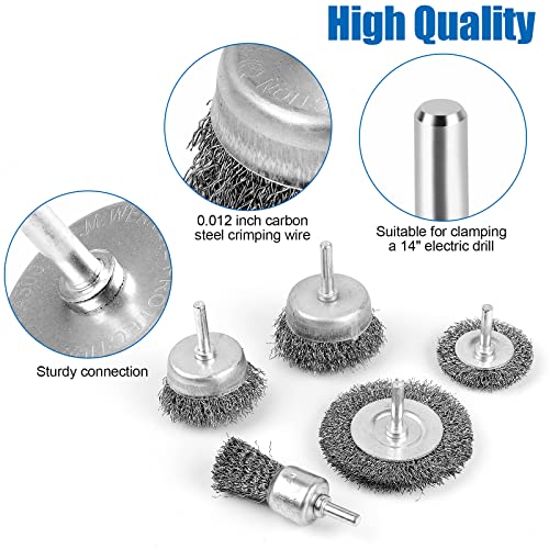 Wire Brush for Drill, Wire Wheel Brush Cup Set, Drill Wire Brush for Drill 1/4 Inch Arbor for Cleaning Rust, Stripping and Drill Attachment（Hexagonal） - style: Hexagonal