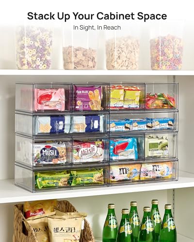 Vtopmart Clear Stackable Storage Drawers Set of 5, Plastic Organizer Bins - style: 2 Small+1 Wide