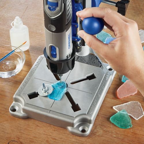 Dremel Drill Press Rotary Tool Workstation Stand with Wrench - Mini Portable Press & Tool Holder - 2-Inch Depth - Ideal for Drilling Perpendicular and Angled Holes - 220-01 - size: Silver, style: Industrial