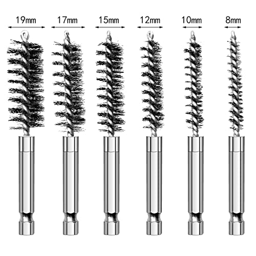 MAXMAN Wire Brush for Drill 6Pcs, Stainless Twisted Bristles, 1/4"Hex Shank