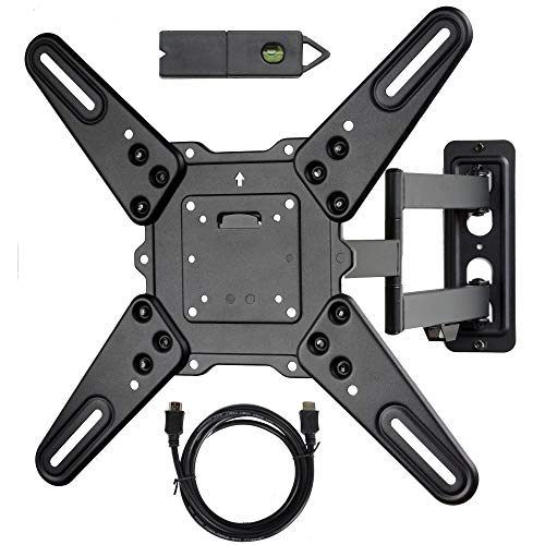 VideoSecu ML531BE2 TV Wall Mount kit with Free Magnetic Stud Finder and HDMI Cable for Most 26-55 TV and New LED UHD TV up to 60 inch 400x400 Full Motion with 20 inch Articulating Arm WT8 - size: 25"-55"