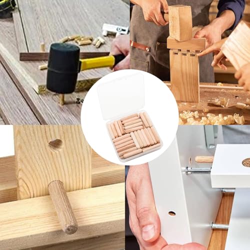 48Pcs 6mm x 30mm / 1/4 Inch x 1.18 Inch Wooden Dowel Pin - size: 6 x 30mm