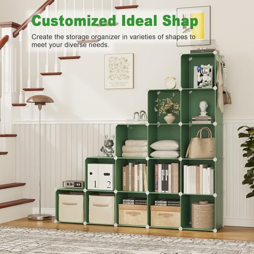C&AHOME 16 Cube Storage Organizer Cube Shelf Units Storage Cubes, Green - color: Green