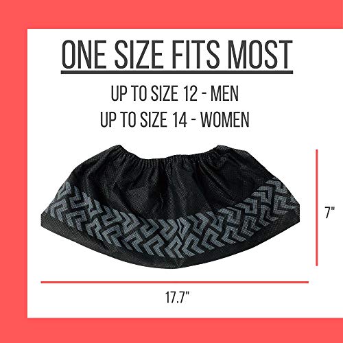 Shoe Covers - 100 Pack, X Large, Extra Thick With Non Skid Soles, Professional Sleek Black Disposable Boot and Shoe Booties, One Size Fits Most, Non Slip - Indoor/Outdoor