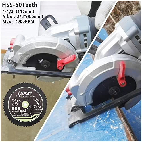 4-1/2" Circular Saw Blades Set,6pcs HSS/TCT/Diamond Saw Blades,3/8 inch Arbor