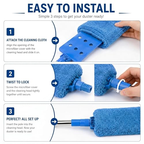 Retractable Gap Dust Cleaner Under Appliance Cleaning Tool, Flat Duster for Under Refrigerator Fridge Stove Couch Bed, Skinny Thin Duster for Tight Spaces (Blue) - color: Blue