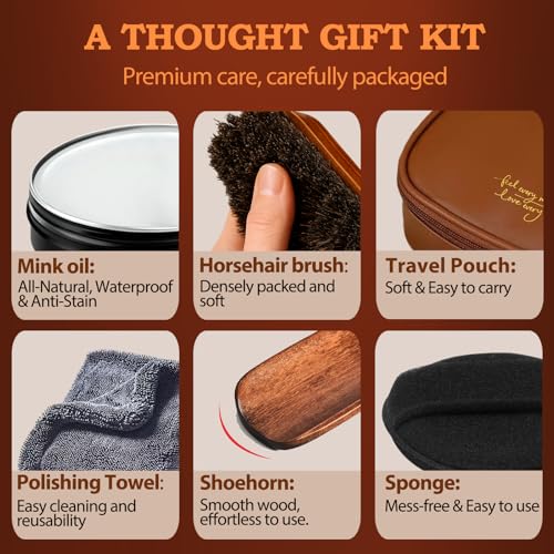 Feilove 4-in-1 Mink Oil Leather Conditioner and Cleaner 3.52 oz - Premium Waterproof Formula for Boots and Shoes - style: 6-in-1 (Gift Set)