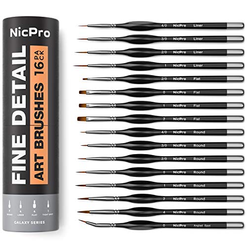 Nicpro 16 PCS Miniature Paint Brushes,Fine Tip Micro Detail Paint Brush Set - size: 16 PCS