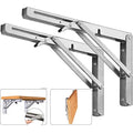 12 Inch Folding Shelf Brackets, 2 Pack Stainless Steel Heavy Duty L Bracket - color: Silver, size: 12 Inch