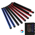 EMENTOL 8-Piece Magnetic Socket Organizer and Screwdriver Organizer Set, 6-Piece Detachable Trays for 1/4", 3/8", 1/2" Sockets & 2-Piece Screwdriver and Wrench Holder, Aluminum Alloy Storage for Tools - size: 8-Piece Set