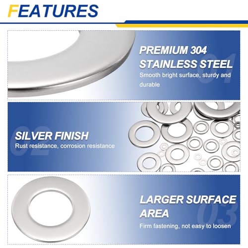 5/16" 304 Stainless Steel Flat Washer 0.688" OD 0.065" T 100PCS - size: 5/16" 0.688"OD x 0.065"Thick