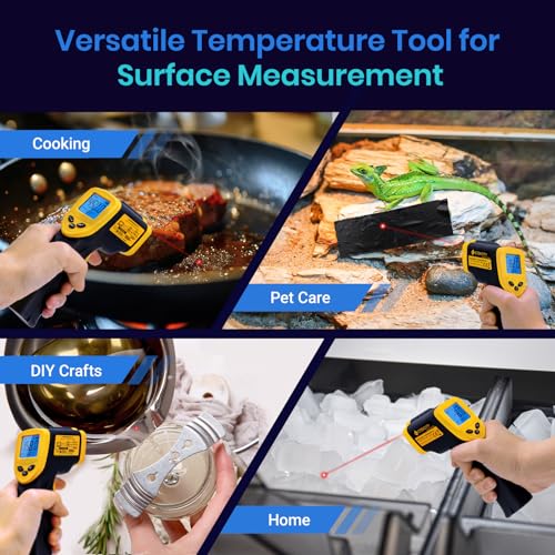 Etekcity Infrared Thermometer Laser Temperature Gun, -58°F~1130°F - color: Light Yellow, style: Advanced