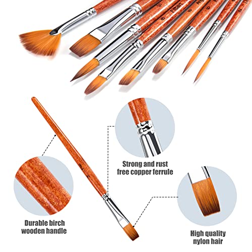 25Pcs FENORKEY Paint Brushes for Acrylic, Watercolor & Gouache Painting