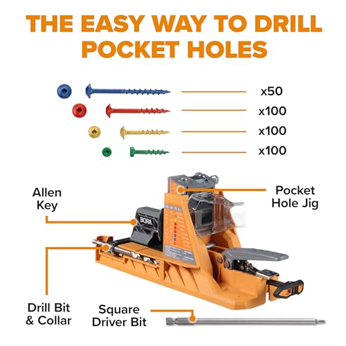 BORA Automatic Pocket Hole Jig Kit with 350 pc Screw Set - size: Auto Jig w/ 350pc Screw Set