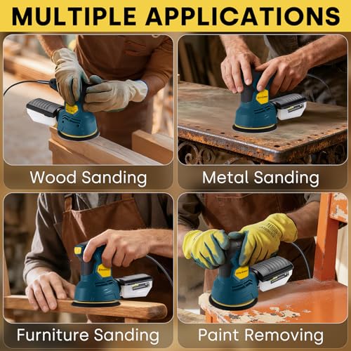 Enventor Orbital Sander with 6 Speeds, Dust Collection, 5 in, 2.5A Corded - size: 2.5A