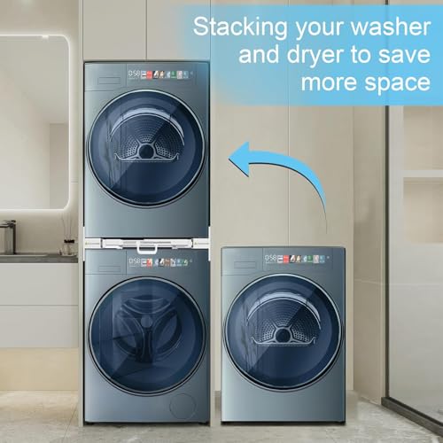 Kiss Core Washer Dryer Stacking Kit - Universal Washer Dryer Stacking Kit | with Pull-Out Sliding Plate - Adjustable 21"-29" Stacking Kit for Washer and Dryer with Ratchet Strap - Space-Saving - style: with Pull-Out Sliding Plate