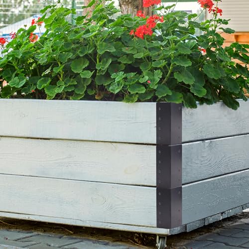 4 Pack Raised Garden Bed Corner Brackets, 3"x 3" x 6" Metal Corner Brackets for 9"-12" Garden Bed with Screws for Wood Frame, Flower or Vegetable Planter Garden - style: Matte black -4pack