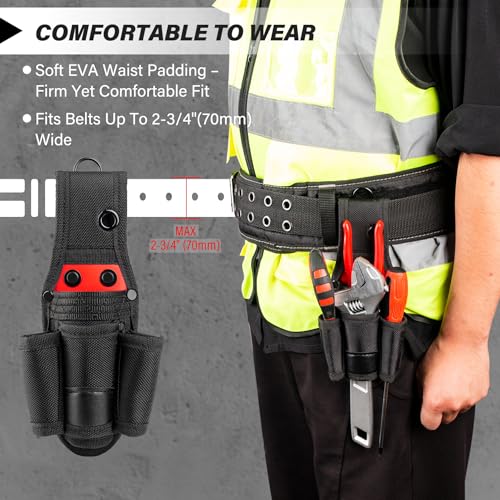 HAUTMEC Small Tool Belt Pouch, 4-in-1 Quick Access Tool Holster, 1680D Compact Tool Bag for Belt, Fits Up to 2-3/4" Belts - HTTBH25030