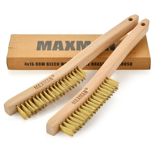 MAXMAN Brass Brush 2Pcs, 14" Soft Brass Bristle, Rust & Weld Cleaner - style: 2Psc Soft Brass Brush