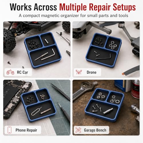 Magnetic Tool Tray for RC Car Drone Electronics Repair Small Parts - color: Dark Blue