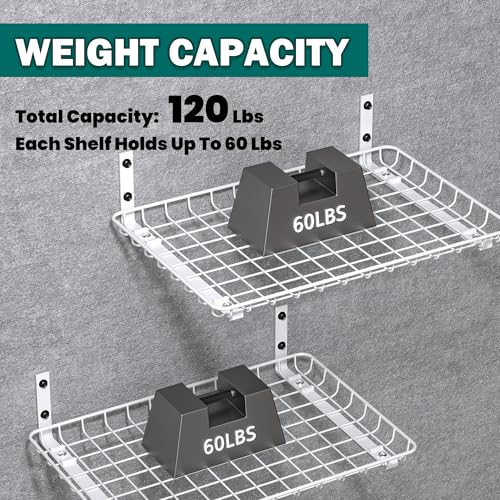 EVERHANGER Garage Wall Shelves 12x18 Inch, Wall Mounted Storage Shelf - color: White, size: 18X 12inch