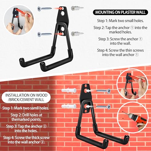 18 Pack Garage Hooks Heavy Duty - Anti-Slip Coating - color: Black, size: 18pack