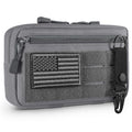 FRTKK Tactical Molle Admin Pouch Utility Laser Cut EDC Tool Pouch Bag Horizontal Modular Pouches Include US Flag Patch and Keychain - color: Grey