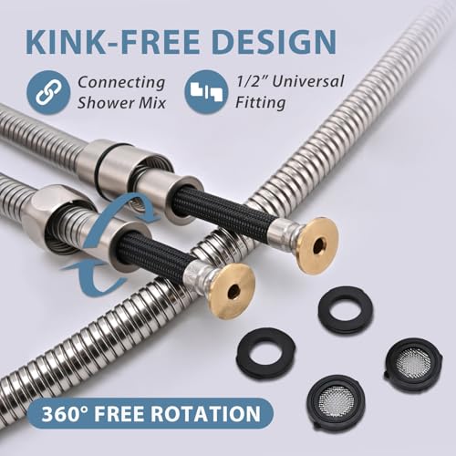 23 Inches 304 Stainless Steel Shower Hose Extra Short Brushed Nickel - color: Brushed Nickel, size: 23 Inches