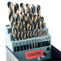 HIDOTOL Drill Bit Set 29Pcs, 135 Degree Tip High Speed Steel with Black and Gold Finish, Stainless Steel, Plastic and Wood with Metal Indexed Storage Case 1/16"-1/2" - size: Black Gold 29 PCS