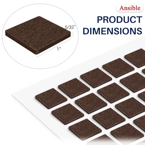 Ansible 60 PCS Felt Furniture Pads 1" for Hardwood Floors - size: 60 PCS 1" Brown, Square