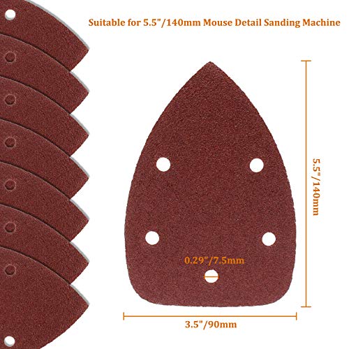 50 Pcs Mouse Detail Sander Sandpaper, 60 Grit, 5 Hole - size: 60 Grit - 50 Pcs