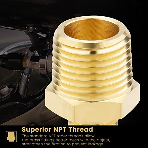 KOOTANS 1/2 NPT x 1/4 NPT Male Solid Brass Hex Nipples,4 PACK - size: 1/2 NPT x 1/4 NPT (O.D x O.D: 3/4'' x 1/2'')