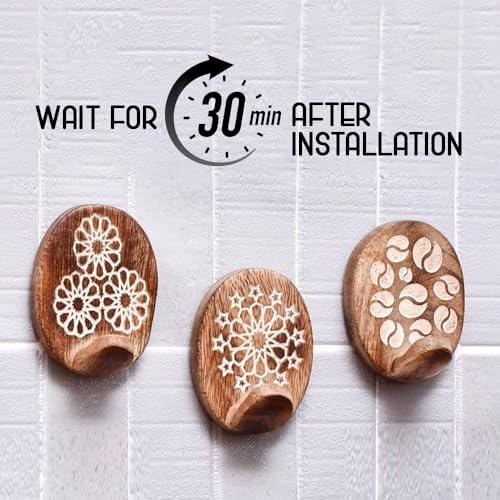 Indian Shelf 6 Boho Wood Adhesive Wall Hooks Peel Stick for Keys and Bags - color: Brown Style 7