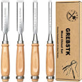 GREBSTK 4 Piece Wood Chisel Set CR-V Steel Sharp Bevel Edge for Woodworking