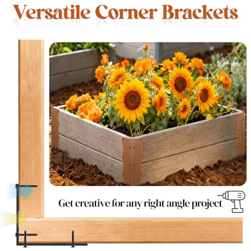 8 Pcs Metal Raised Garden Bed Corner Brackets L-Shape (11"x3"x3"), Brown - color: Brown