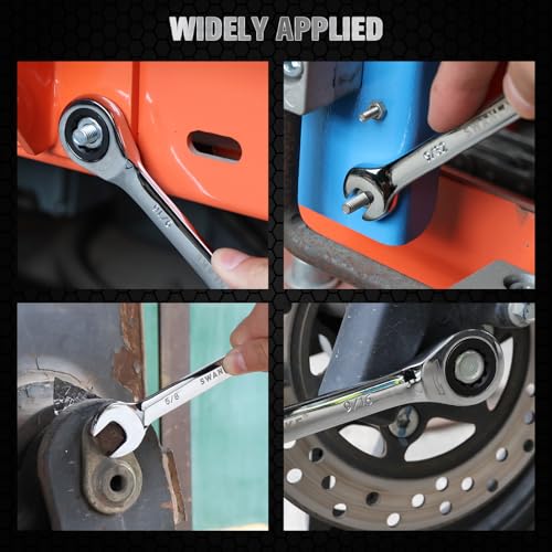 12-Piece Ratcheting Wrench Set, SAE 1/4 - 3/4 inch Ratchet Combination Wrenches Set, 12-Point 72-Tooth Ratchet Spanners with Magnetic Base Organizer, Chrome Vanadium Steel for Automotive Mechanic Tool - style: Ratchet SAE